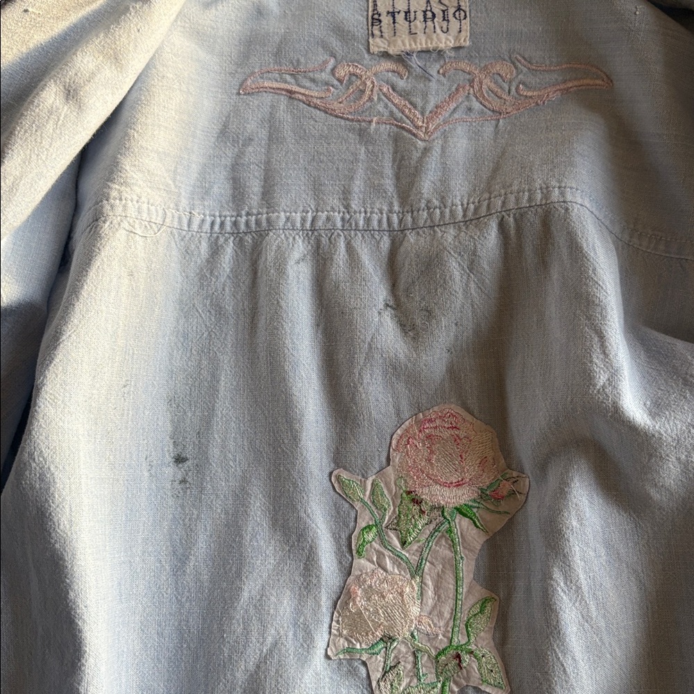 vintage worn in embroidered western style button up shirt - Picture 8 of 9